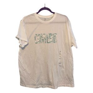 Converse Tie Dye Logo Graphic Tee White Green‎ Cotton Knit Short Sleeve XXL